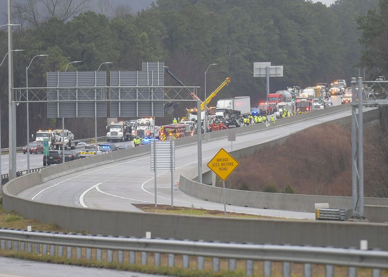 All lanes of I-75 in Cobb County had to be shut down after a fiery crash involving 16 vehicles near Chastain Road.