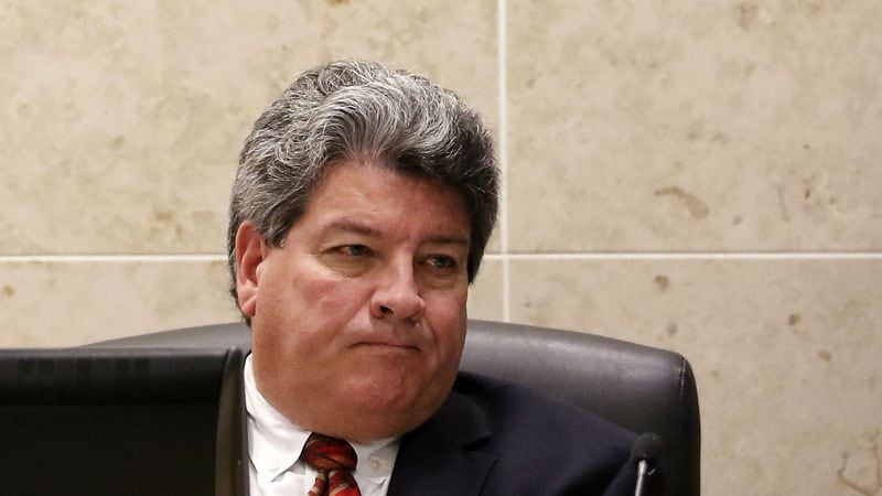 Tarrant County District Judge George Gallagher presides during the Texas Attorney General Ken Paxton's pretrial hearing at the Collin County courthouse on Dec. 1, 2015, in McKinney, Texas.