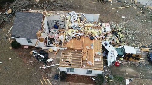 Severe storms in metro Atlanta and North Georgia on Thursday, Jan. 12, 2023, damaged and destroyed homes in LaGrange. (Photo: Channel 2 Action News)