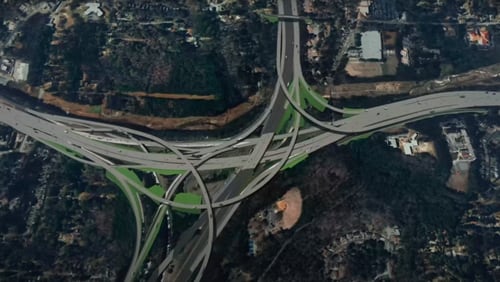 Construction on the replacement of the I-285 and I-20 interchange west of Atlanta, shown in this rendering from the contractor, Legacy Infrastructure, is scheduled to start in 2025 and wrap up in 2030.