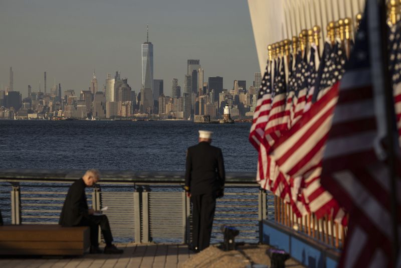 One World Trade Center is seen at The Staten Island September 11th Memorial on the 23rd anniversary of the Sept. 11, 2001 terror attacks, Wednesday, Sept. 11, 2024, in New York. (AP Photo/Yuki Iwamura)