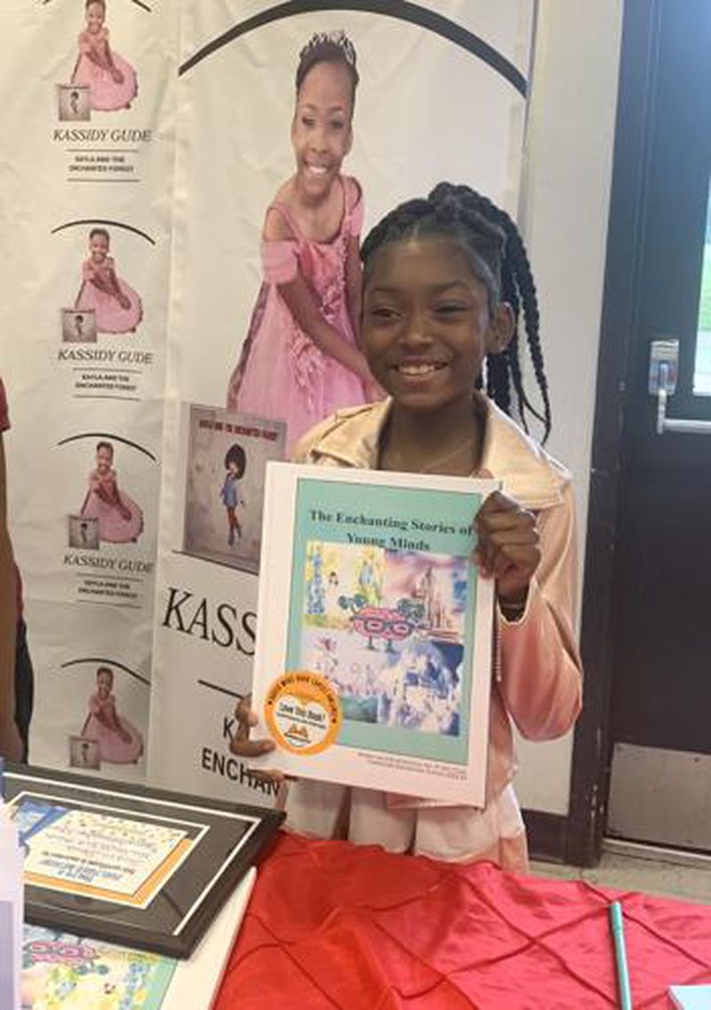 The Class Book, titled "The Enchanting Stories of Young Minds," includes the works of five students. (Photo provided by Alice Queen)