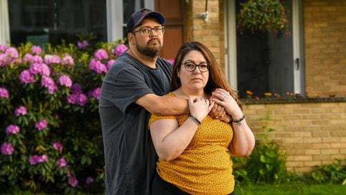Elizabeth and Nick Woodruff of Binghamton, New York, were sued for nearly $10,000 by the hospital where Nick’s infected leg was amputated. (Heather Ainsworth for KHN and NPR)