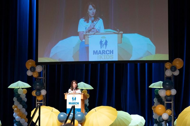 Moms for Liberty co-founder Tina Descovich speaks at the Moms for Liberty National Summit in Washington, Saturday, Aug. 31, 2024. (AP Photo/Jose Luis Magana)