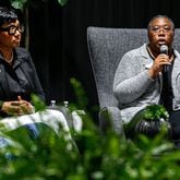Chakira Johnson, (right), speaks at DeKalb CEO & Commission Forum on Housing in Atlanta, Georgia on Thursday, June 13, 2024.   (Ziyu Julian Zhu / AJC)