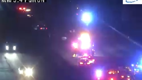 I-285 North near Langford Parkway was closed due to a crash Friday morning.