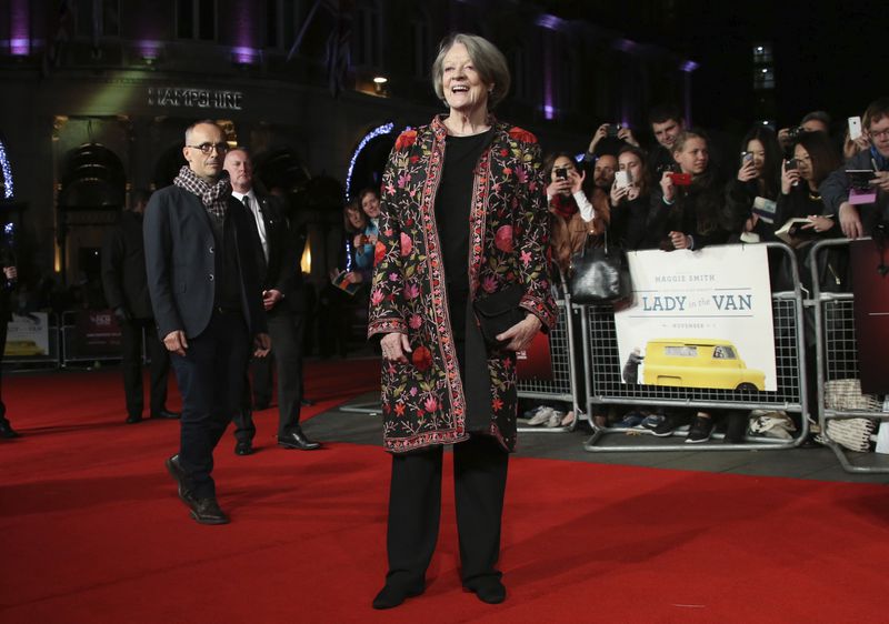 FILE - Maggie Smith appears at the premiere of the film "The Lady In The Van", during the London film festival in London on Oct. 13, 2015. Smith, who won an Oscar for “The Prime of Miss Jean Brodie” in 1969 and won new fans in the 21st century as the dowager Countess of Grantham in “Downton Abbey,” has died at 89. (Photo by Joel Ryan/Invision/AP, File)