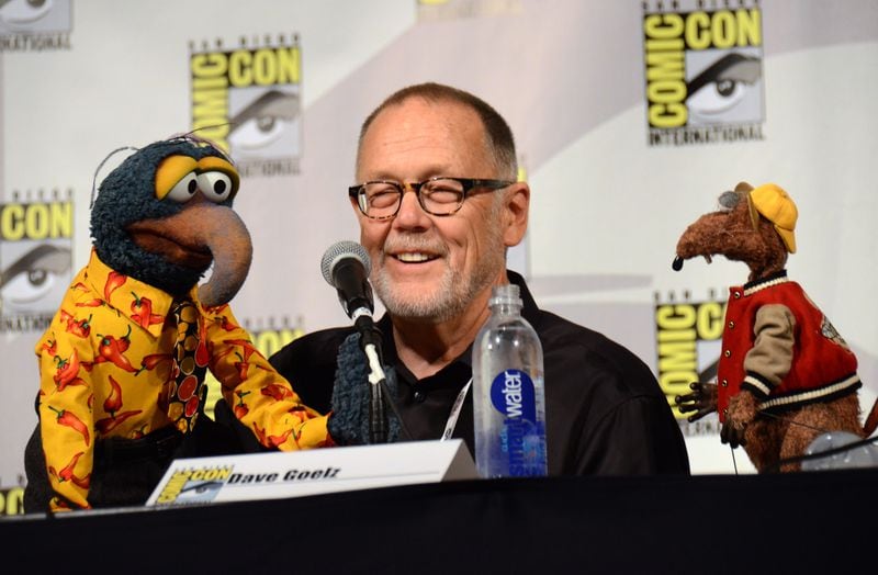 The Great Gonzo, left, puppeteer Dave Goelz, and Rizzo the Rat attend "The Muppets" panel on day 3 of Comic-Con International on Saturday, July 11, 2015, in San Diego. (Photo by Tonya Wise/Invision/AP)