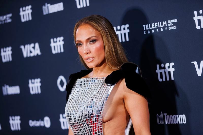 Jennifer Lopez attends the premiere of "Unstoppable" at Roy Thomson Hall during the Toronto International Film Festival on Friday, Sept. 6, 2024, in Toronto. (Cole Burston/The Canadian Press via AP)