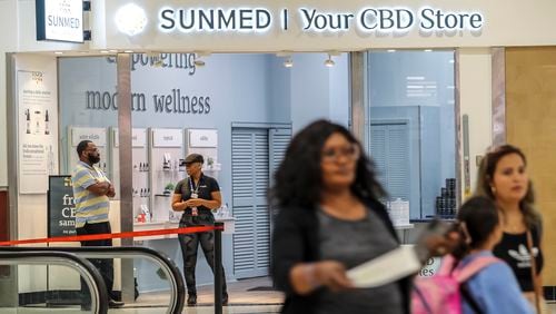 August 31, 2023 Atlanta: Sunmed | Your CBD Store has opened at Hartsfield-Jackson International Airport. Such products are already sold in stores across Georgia but state officials emphasize that the FDA still prohibits the use of CBD oil in food and dietary supplements. CBD is derived from hemp, a cousin of the marijuana plant that only contains a trace amount of THC. THC is what gives marijuana users a high. But the CBD products won’t be cheap. Changing laws that vary by state and differing levels of enforcement depending on the jurisdiction create gray areas for CBD particularly for travel. (John Spink / John.Spink@ajc.com)



