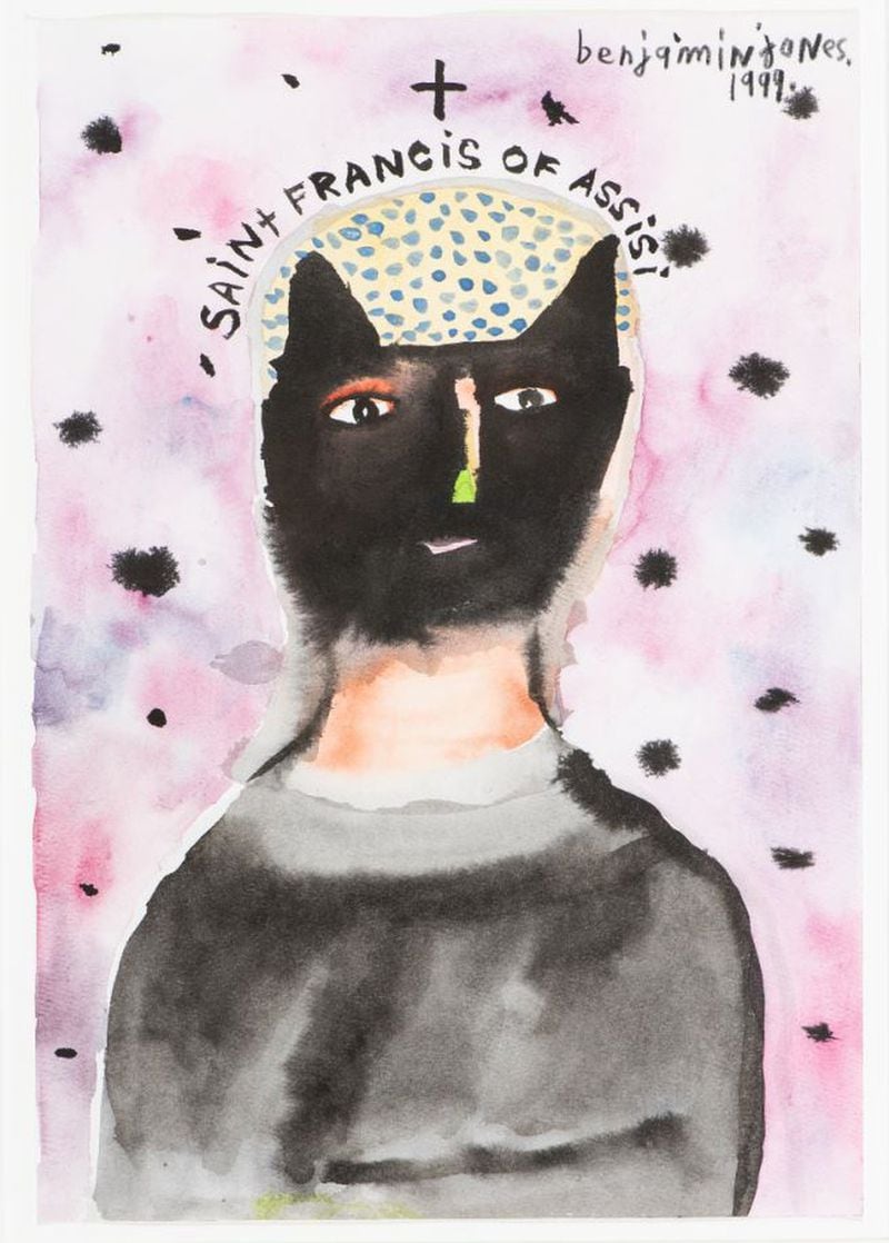 “Saint Francis of Assissi” (1999) in watercolor and India ink on paper by Benjamin Jones. Photo credit: Michael McKelvey