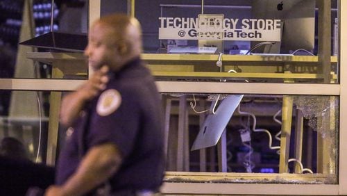 Georgia Tech police were investigating a burglary overnight at the Barnes & Noble store on campus. JOHN SPINK / JSPINK@AJC.COM