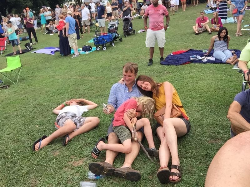 The Bransford family enjoys an event — or a nap — at Oakland Cemetery. 
(Courtesy of Amy Leavell Bransford)