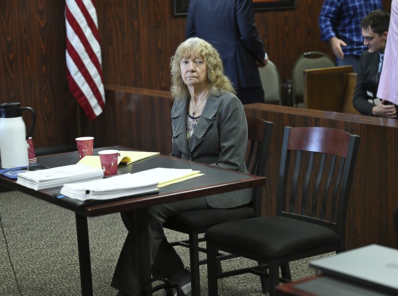 Marshella Chidester sits in the courtroom during a break in her two-day preliminary exam, Thursday, June 27, 2024, in Monroe, Mich. Chidester is charged with murder for allegedly driving drunk into Swan Boat Club, killing two children and injuring several people.(Clarence Tabb, Jr./Detroit News via AP)