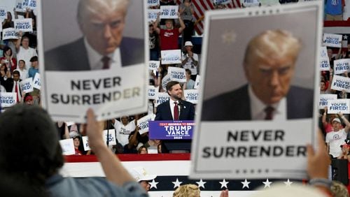 Vice Presidential candidate JD Vance at the Georgia State University’s convocation center in August.