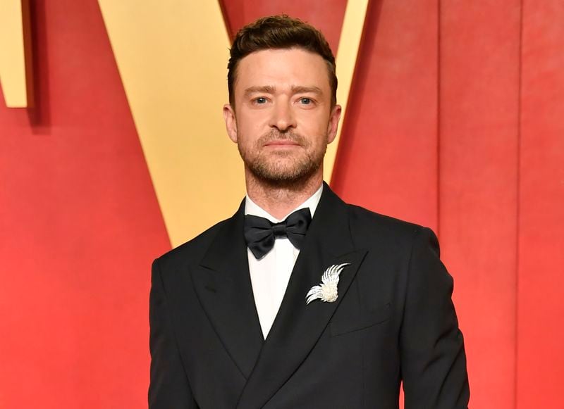 FILE - Justin Timberlake appears at the Vanity Fair Oscar Party in Beverly Hills, Calif., on March 10, 2024. (Photo by Evan Agostini/Invision/AP, File)