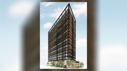 Harbor Bay Ventures is pursuing a plan to build a 20-story mass timber apartment building in Buckhead. Courtesy of Harbor Bay Ventures