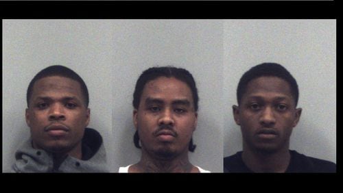 From left, Jalen Darden, Kelderick Giles and Evan Griffin have been arrested for theft. Gwinnett County police say they stole $4,000 in activated Home Depot gift cards and exchanged them for cash.