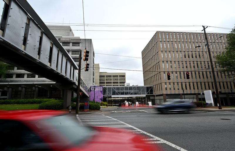 Exterior of Wellstar Atlanta Medical Center, which closed six months ago, Wednesday, April 26, 2023, in Atlanta. Wellstar closed Atlanta Medical Center on Nov. 1, 2022. Wellstar has said it closed the AMC hospital because it was not financially feasible to keep it open. (Hyosub Shin / Hyosub.Shin@ajc.com)