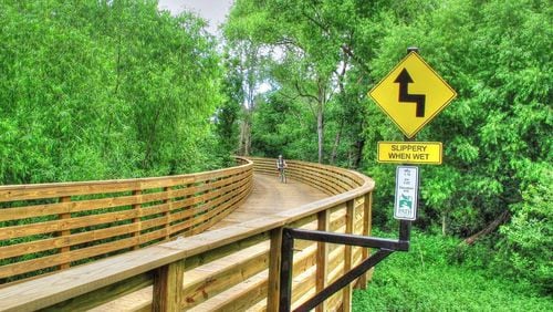 The mile-long treehouse boardwalk in Mason Mill Park near the Mason Mill Tennis Center. Contributed by PATH Foundation