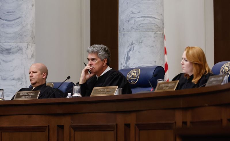 Georgia Supreme Court Justices hear oral arguments on Wednesday, April 17, 2024. (Natrice Miller/AJC)

