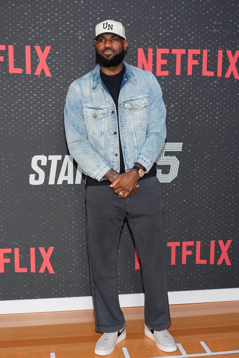 LeBron James arrives at the premiere of "Starting 5" on Monday, Sept. 23, 2024 at The Egyptian Theatre Hollywood in Los Angeles. (AP Photo/Chris Pizzello)