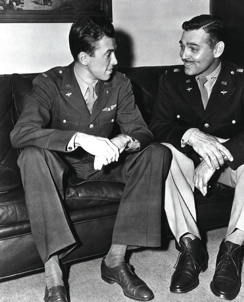 James Stewart and Clark Gable share a moment while in uniform. Photo credit: Courtesy of Turner Classic Movies