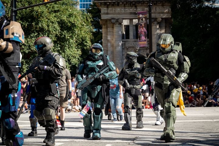 Thousands lined up along Peachtree Street Saturday morning for the annual Dragon Con parade.