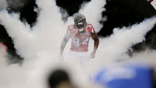 Atlanta Falcons wide receiver Roddy White (84) takes the field before the first half of an NFL football game between the Atlanta Falcons and the Washington Redskins, Sunday, Oct. 11, 2015, in Atlanta. (AP Photo/Brynn Anderson)