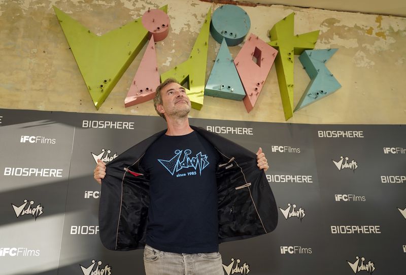 Mark Duplass, a cast member in "Biosphere," poses at the premiere of the film, Tuesday, June 27, 2023, at Vidiots Foundation in Los Angeles. Duplass is a founding member of Vidiots Foundation, which features a combined video store and movie theatre. (AP Photo/Chris Pizzello)