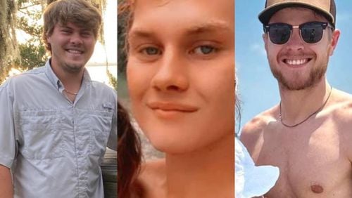 The three missing fishermen - Dalton Conway, Tyler Barlow and Caleb Wilkinson - that disappeared of the coast of Georgia.