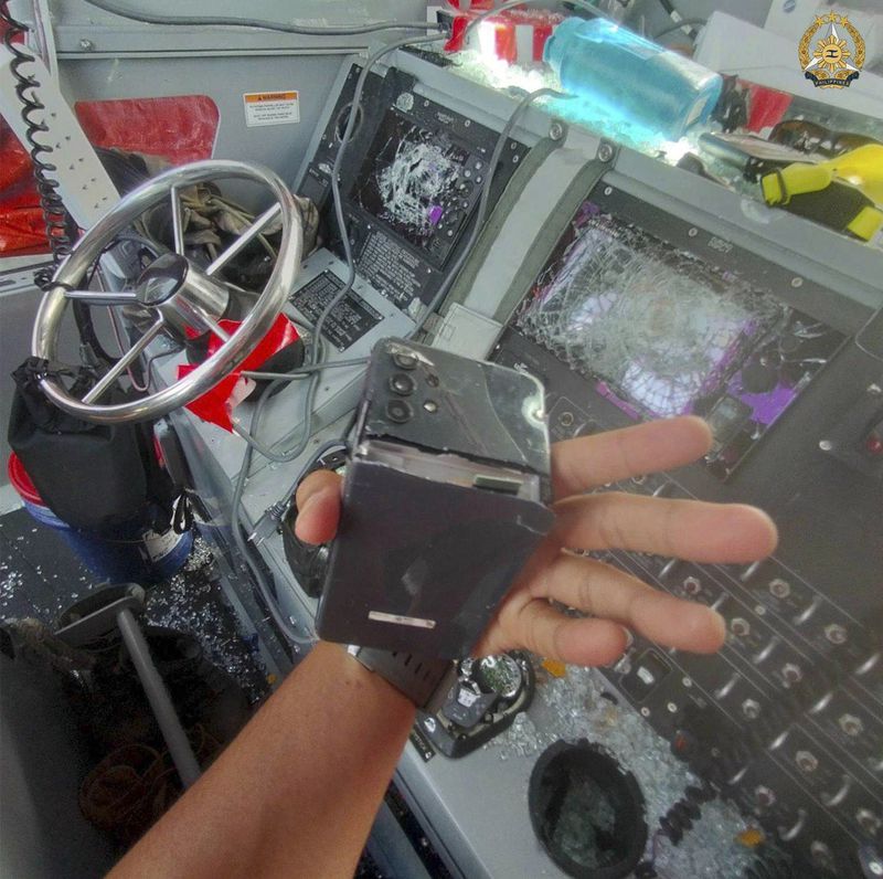This handout photo provided by Armed Forces of the Philippines shows communications and navigational equipment on a Philippine Navy Rigid Hull Inflatable Boat, allegedly destroyed by the Chinese Coast Guard to prevent Philippine troops on a resupply mission in the Second Thomas Shoal, at the disputed South China Sea on June 17, 2024. The Philippine military chief demanded Wednesday that China return several rifles and equipment seized by the Chinese coast guard in a disputed shoal and pay for damage in an assault he likened to an act of piracy in the South China Sea. (Armed Forces of the Philippines via AP)