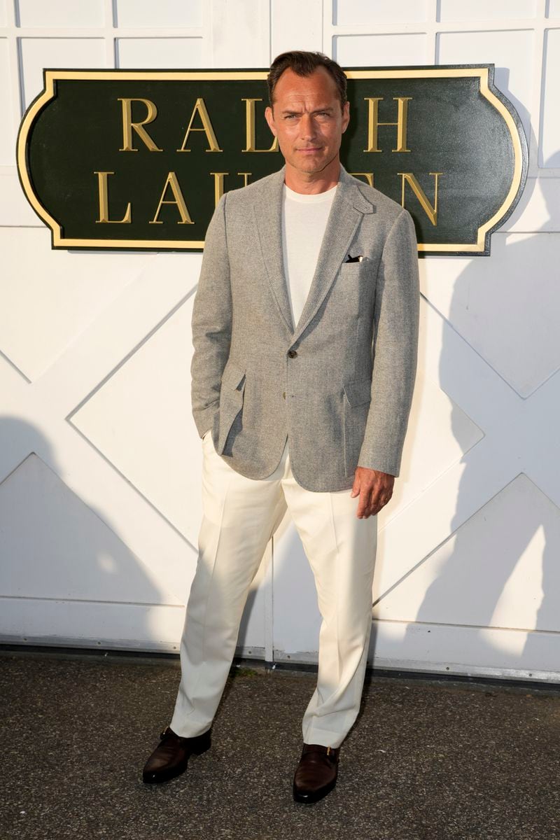 Jude Law attends the Ralph Lauren Spring/Summer 2025 fashion show as part of New York Fashion Week on Thursday, Sept. 5, 2024, at Khalily Stables in Bridgehampton, N.Y. (Photo by Charles Sykes/Invision/AP)