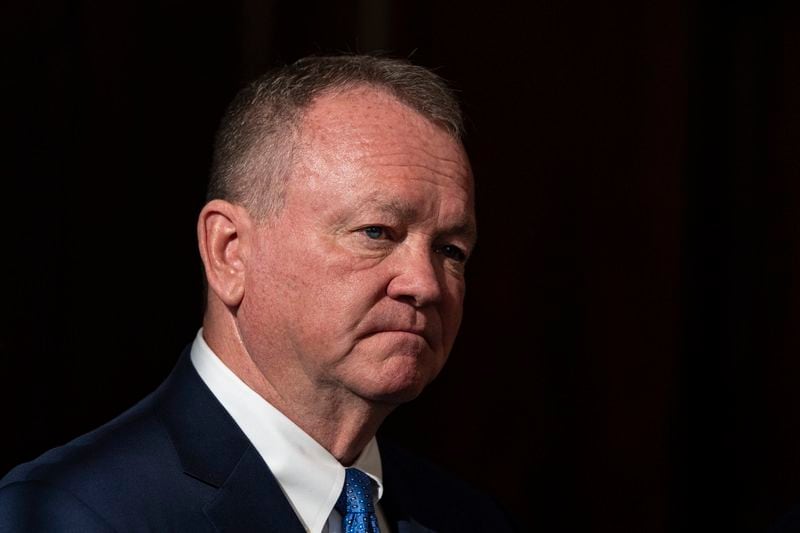 Newly appointed Los Angeles Police Chief Jim McDonnell listens to questions from the media during a news conference in Los Angeles, Friday, Oct. 4, 2024. (AP Photo/Jae C. Hong)