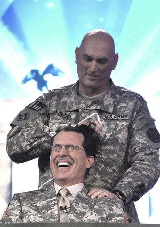 Steven Colbert gets a military haircut