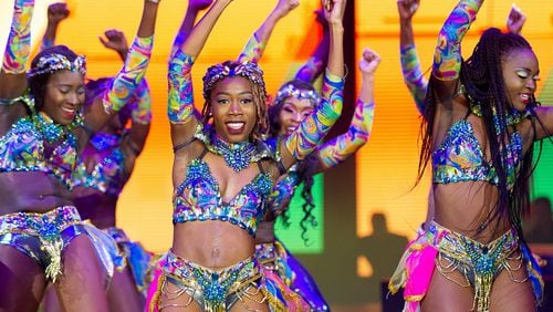 Members of the Caribbean Dynasty dance group perform during the UniverSoul Circus in Atlanta GA Sunday, February 10, 2019. STEVE SCHAEFER / SPECIAL TO THE AJC