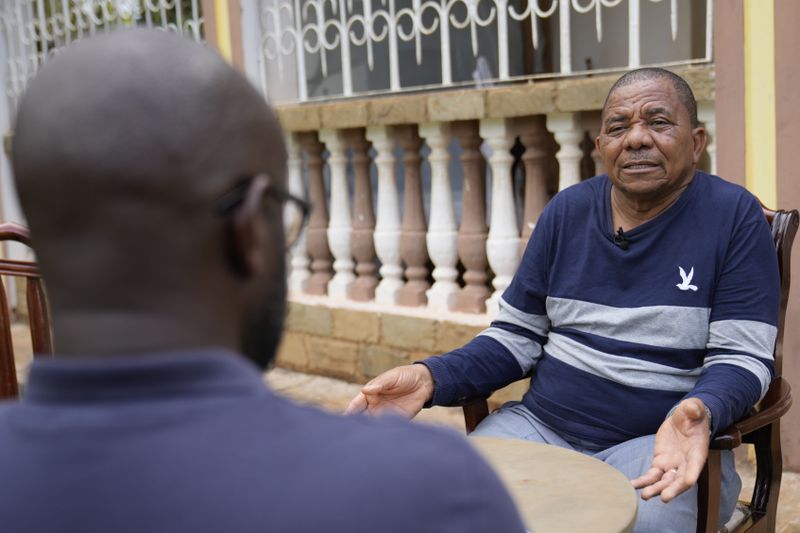 Thomas Kakala, a self-described bishop with Malindi-based Jesus Cares Ministry International, speaks during an interview at his home in the coastal city of Malindi, in southern Kenya, on Friday, Sept. 6, 2024. (AP Photo/Brian Inganga)