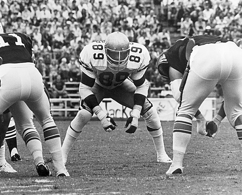 Former Georgia Tech lineman Lucius Sanford (89) in action in the 1970s. (Photo courtesy of Georgia Tech Athletics)