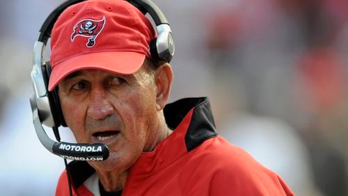 FILE - Tampa Bay Buccaneers defensive coordinator Monte Kiffin looks on during an NFL wildcard football playoff game against the New York Giants, Sunday Jan 6, 2008 in Tampa, Fla. Kiffin, a long-time NFL assistant coach whose Buccaneers defenses routinely ranked among the league’s best, died Thursday, July 11, 2024. He was 84. (AP Photo/Steve Nesius)