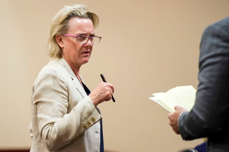 Special prosecutor Kari Morrissey attends Alec Baldwin's manslaughter trial for the 2021 fatal shooting of cinematographer Halyna Hutchins during filming of the Western movie "Rust", in Santa Fe, N.M., Thursday, July 11, 2024. (Ramsay de Give/Pool Photo via AP)