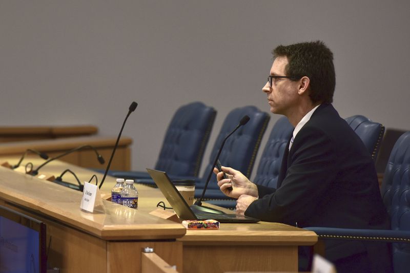 Don Kramer, National Transportation Safety Board engineer, testifies Wednesday, Sept. 25, 2024, at the U.S. Coast Guard Marine Board of Investigation hearing into the June 2023 loss of the Titan submersible, in North Charleston, S.C. (Petty Officer 2nd Class Kate Kilroy/U.S. Coast Guard via AP, Pool)