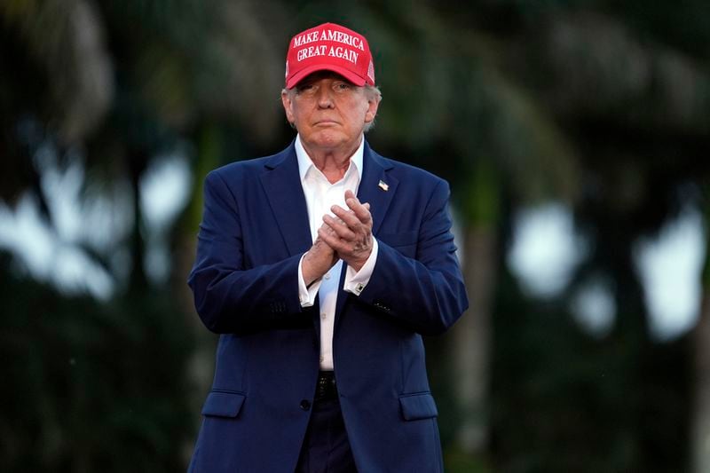 Republican presidential candidate former President Donald Trump arrives for a campaign rally at Trump National Doral Miami, Tuesday, July 9, 2024, in Doral, Fla. (AP Photo/Rebecca Blackwell)