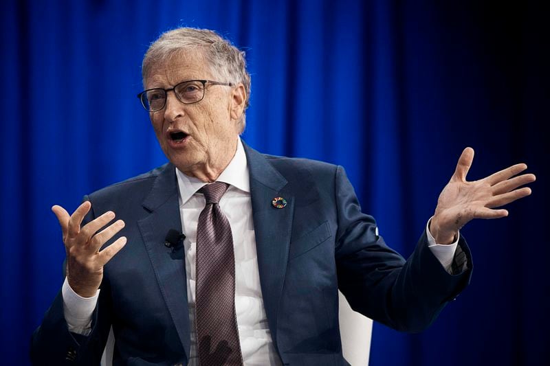 Former CEO of Microsoft, Bill Gates, speaks during the Clinton Global Initiative, on Tuesday, Sept. 24, 2024, in New York. (AP Photo/Andres Kudacki)