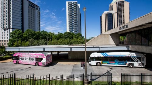 The number of passengers riding MARTA has plummeted amid the coronavirus pandemic. On Monday the agency eliminated most of its bus routes. (Jenni Girtman for Atlanta Journal-Constitution)