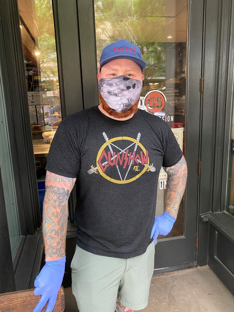 Chef Kevin Gillespie, seen outside the pickup door at Gunshow, said he and his team came up with an “in-home experiential dining treat.” CONTRIBUTED BY BOB TOWNSEND
