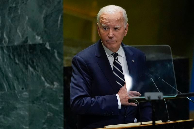 United States President Joe Biden addresses the 79th session of the United Nations General Assembly, Tuesday, Sept. 24, 2024, at UN headquarters. (AP Photo/Julia Demaree Nikhinson)