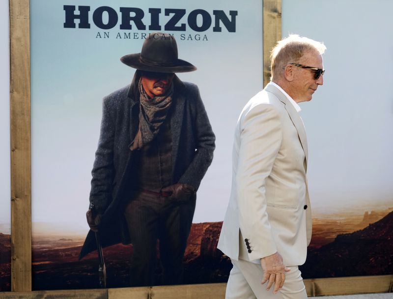 Kevin Costner, the director, co-writer and star of "Horizon: An American Saga," arrives at the premiere of the film at the Regency Village Theatre, Monday, July 24, 2024, in Los Angeles. (AP Photo/Chris Pizzello)