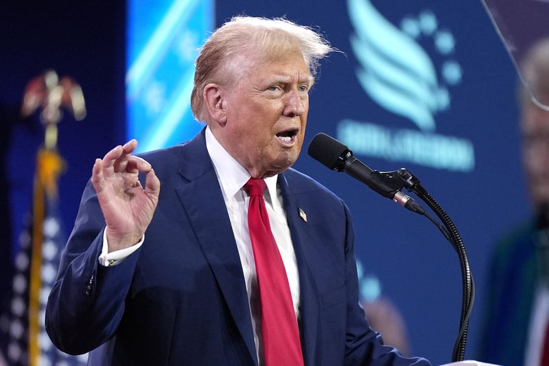 Republican presidential candidate former President Donald Trump speaks at the Road to Majority conference in Washington, Saturday, June 22, 2024. (AP Photo/Manuel Balce Ceneta)