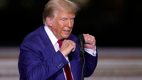 Republican presidential nominee former President Donald Trump speaks during a campaign event at Alro Steel, Thursday, Aug. 29, 2024, in Potterville, Mich. (AP Photo/Paul Sancya)