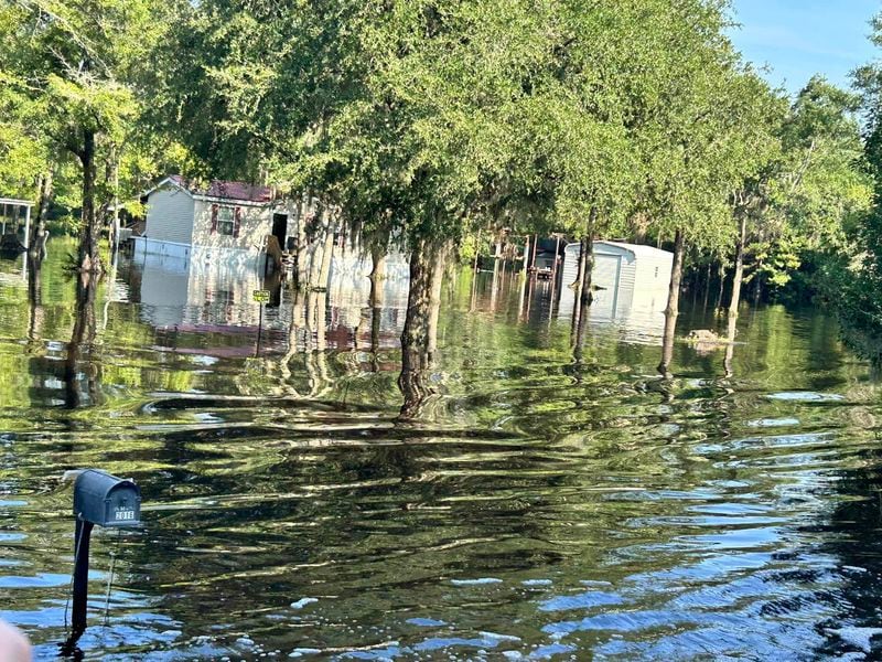 A mobile home on Olivet Church Road in Liberty County was flooded over the weekend of Aug. 10-11, 2024. COURTESY OF GEMA